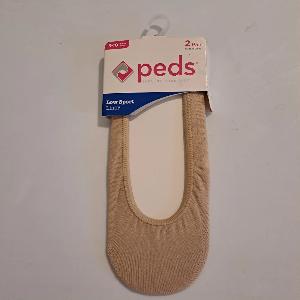 Peds Low Sport Liner Socks - Nude Beige - 2 Pair Pack - Shoe Size 5-10
